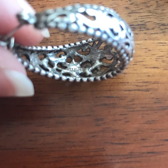 Vintage Sterling Silver Swirl Hoop Earrings - Picture 4 of 5